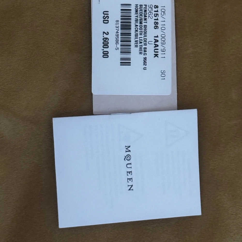 Alexander McQueen Pendant Leather Trimmed Suede Shoulder Bag $2600 SS26 - Picture 10 of 13